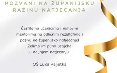 Pozvani učenici na županijsku razinu natjecanja